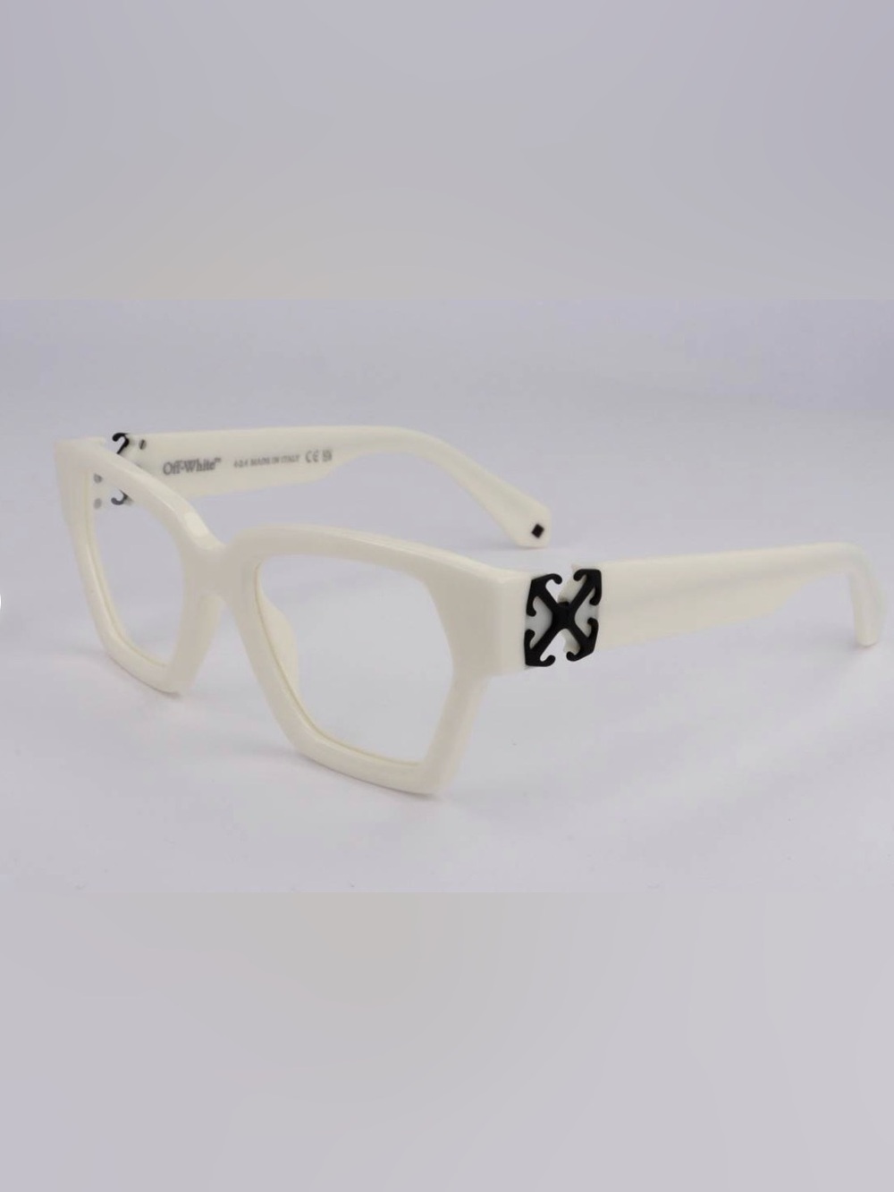 Off-White White Square Frame Glasses with Black Logo Accent